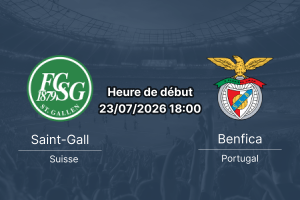 Pronostic Saint-Gall Benfica – Kybunpark de Saint-Gallen, 2e tour préliminaire UEFA Europa League 23 juillet 2026