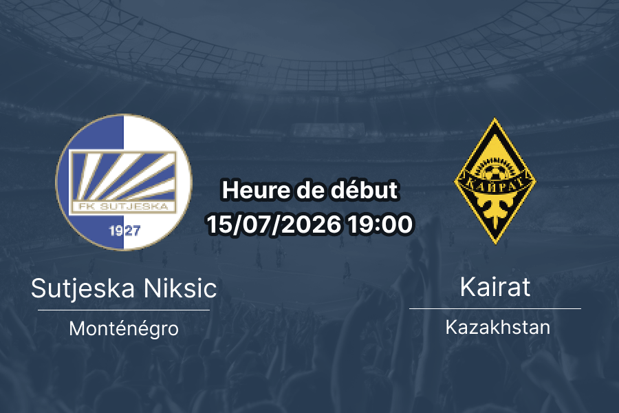 Pronostic Sutjeska Niksic Kairat – Gradski Stadion Niksic, retour 1er tour Ligue des Champions, 15 juillet 2026
