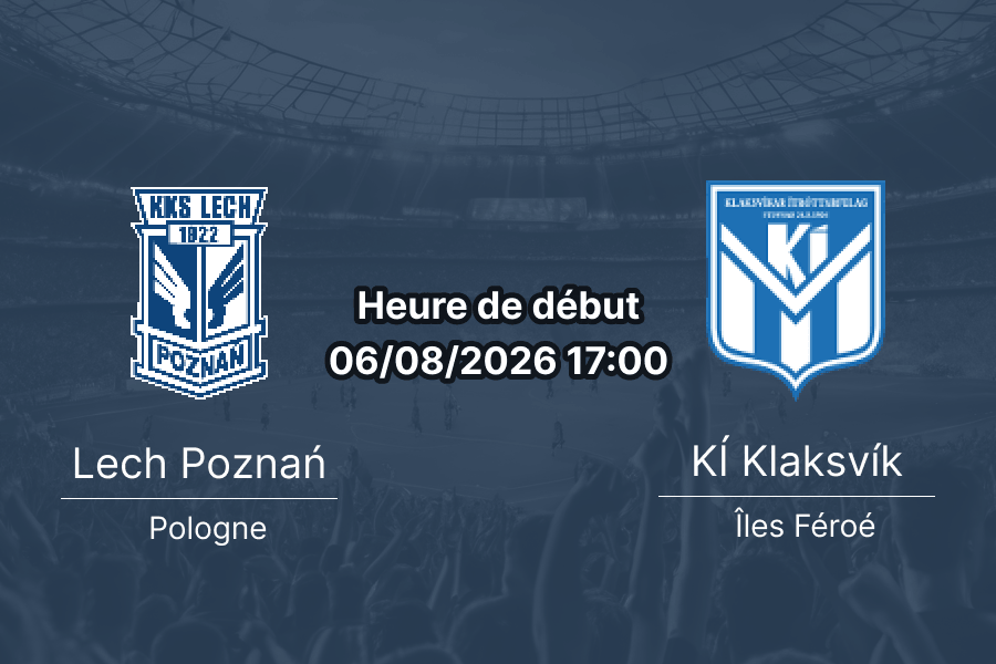 Pronostic Lech Poznań KÍ Klaksvík – Stade INEA Poznań Europa League 6 août 2026
