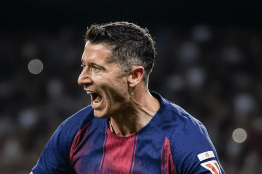 Lewandowski en action lors d'un match en Liga.