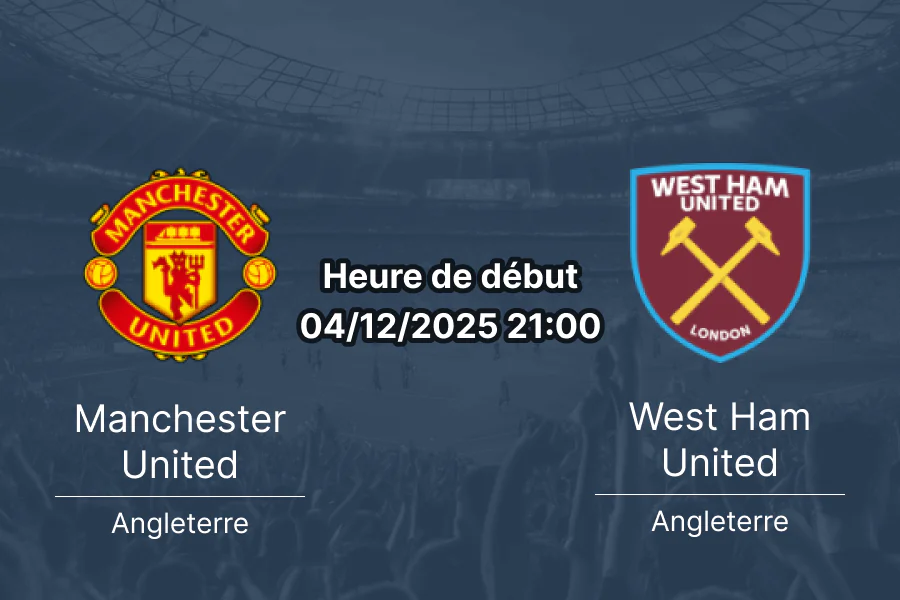 Affiche du match Manchester United – West Ham United à Old Trafford.