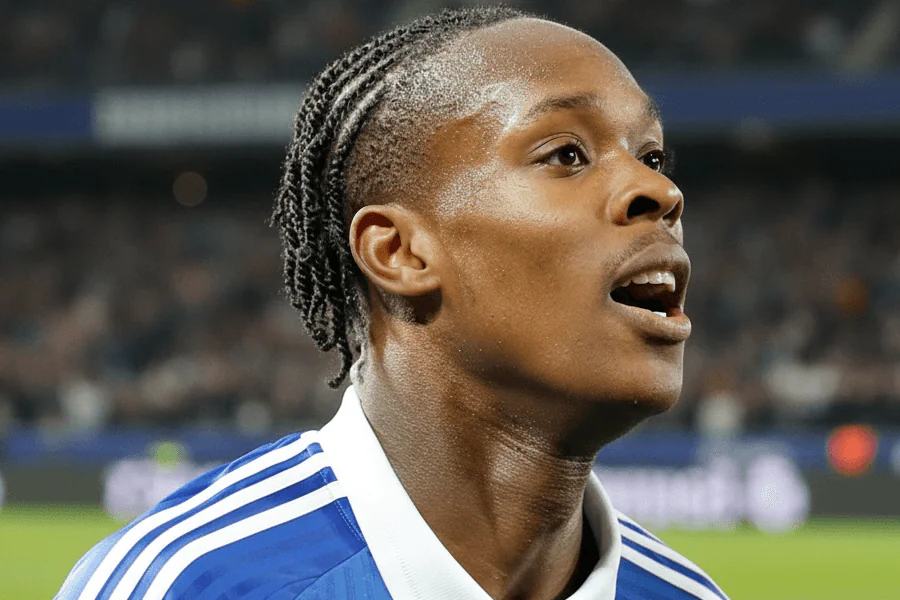 Émaga s'exprimant lors d'une conférence de presse.