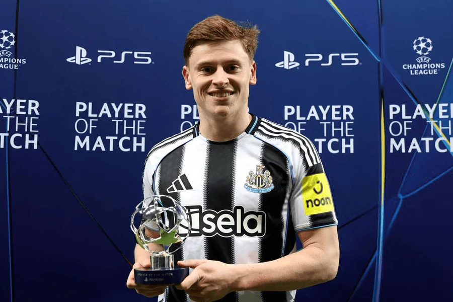 Harvey Barnes but Newcastle Barcelone 86e minute Champions League 2026