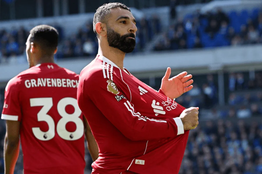 Mohamed Salah marque lors de son dernier derby Liverpool Everton