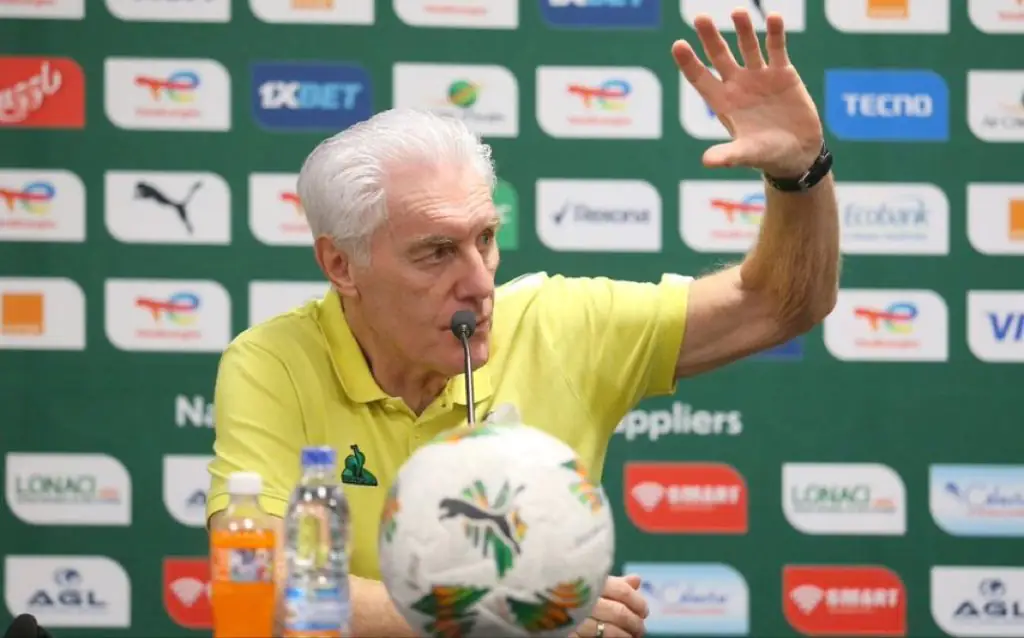 Hugo Broos sélectionneur des Bafana Bafana en conférence de presse

