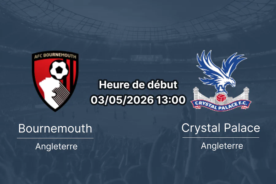 Pronostic Bournemouth vs Crystal Palace – Premier League 36e journée 03 mai 2026 – Analyse tactique et cotes de paris