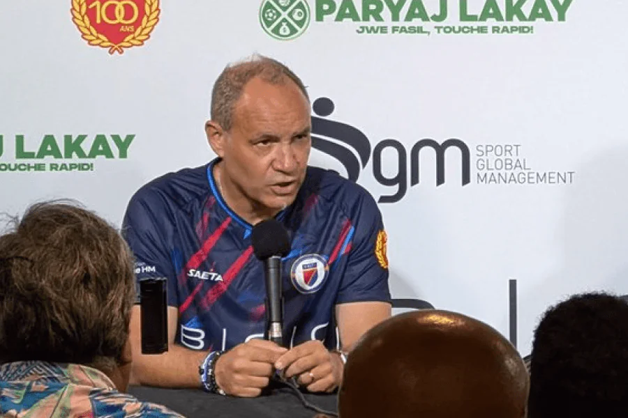 Sébastien Migné sélectionneur Haïti avant le match Haïti Écosse 13 juin 2026 Boston Stadium Coupe du monde FIFA Groupe C